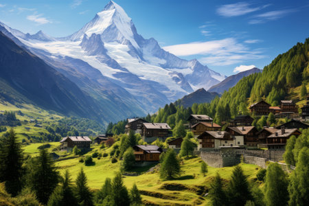 Serenity Unveiled: A Picturesque Alpine Village near Zermattの素材