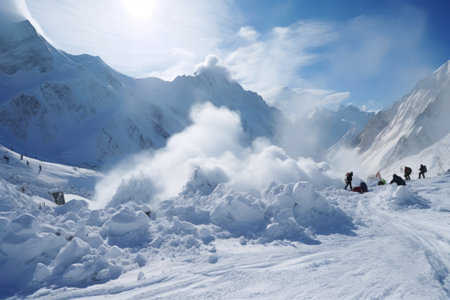 Frigid Beauty: Immense Drifts and Perilous Winter Alpine Landscape (Danger of _98)の素材