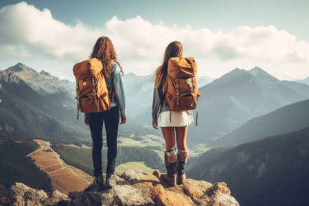 Reaching New Heights: Adventure of Two Girls Conquering a Mountain Trailの素材