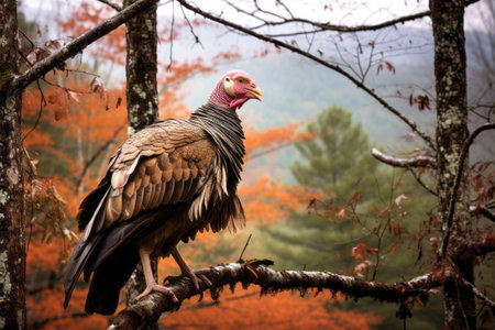 A Majestic Encounter: Wild Turkey Perched on a Tree in the Great Smoky Mountains National Park '98の素材