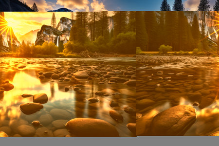 Capturing the Serenity: Exquisite Yosemite Valley Sunrise in AR at 3:2 Aspect Ratio by Irag439995 and Relaxed_94の素材