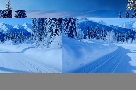 Frosty Adventures: Navigating the Winter Wonderland on Wintery Country Roadsの素材