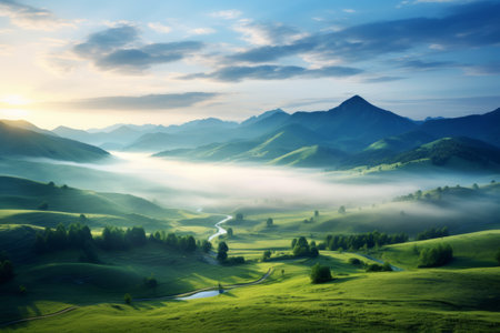 Majestic Morning: Captivating Mountain Landscape with an Extraordinary Viewの素材