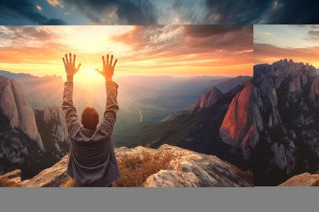 Embracing the Dawn: The Vigor of Youth Reaching for Majestic Peaksの素材