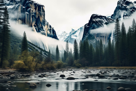 Relaxed Exploration in Yosemite AR: A Tranquil Adventure in Irag439995の素材