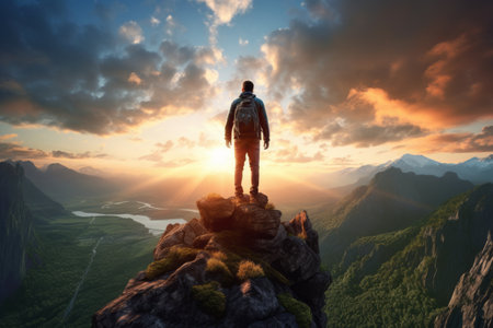 Serenity Spectacle: Captivating Sunset Scenery Unleashes Inner Tranquility for Adventurous Youthの素材