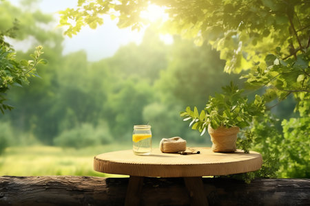 Farm Spectacle: Showcasing the Tree Table Wood Podium for Food, Perfume, and More at _99の素材