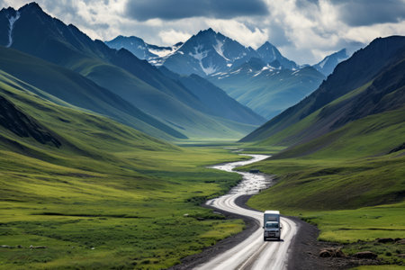 A Picturesque Journey: Discovering the Scenic Roads of Kazakhstan's Mountainous Landscapesの素材