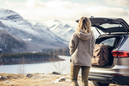 Embracing the Winter Wonderland: A Woman's Adventurous Journey in the Majestic Mountainsの素材