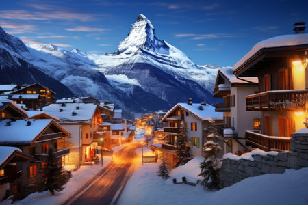 Mesmerizing Beauty: Gazing Upon the Majestic Alpres Alordillera in Zermatt, Switzerlandの素材
