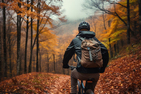 Conquering Nature's Challenges: An Autumn Cyclist's Journeyの素材