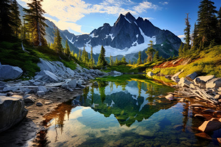 Exploring the Pristine Beauty of Alpine Lakes Wilderness in the Cascade Mountains of Washingtonの素材