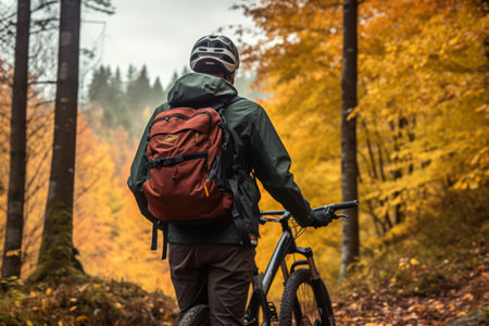 Journeying Through Autumn: A Cyclist's Epic Mountain Adventureの素材