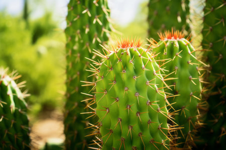Radiant Resilience: The Stunning Prickly Green Cactus Thriving in the Heat of Summerの素材