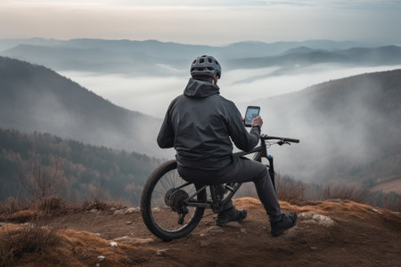 Cycling Through the Mist: Exploring the Scenic Hills Through the Lensの素材
