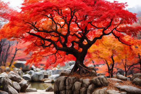 Captivating Colors of Autumn Maple in Naejangsan: A Must-see Tourist Attraction in South Koreaの素材