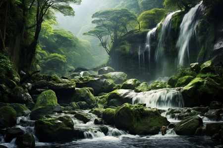 Enchanting Cascades: Discovering the Breathtaking Waterfalls of the Green Mountainの素材