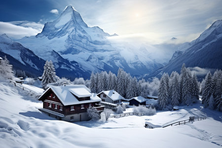 Winter Wonderland: Captivating Landscapes of Switzerland's Stunning Snowy Sceneryの素材