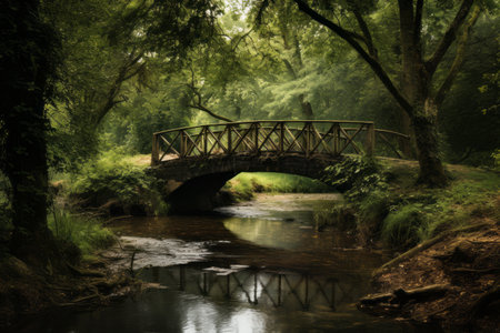 Crossing Streams: A Journey Across the Bridge Over a Small Riverの素材