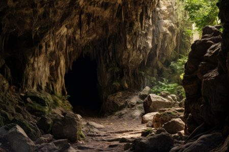Exploring the Mysterious Depths: Journey into the Enigmatic Cave Entranceの素材