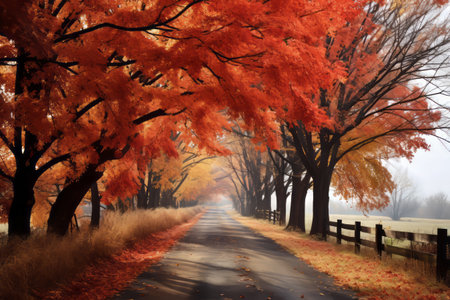 Autumn's Stunning Country Road: A Scenic Journeyの素材
