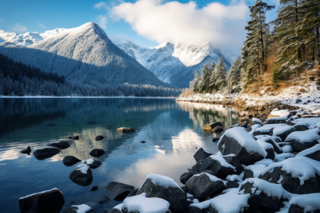 Winter Serenity: Exploring Chilliwack Lake's Enchanting Shorelineの素材