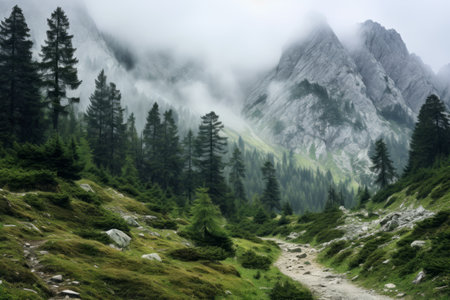 Mystical Mountains: Embracing the Enigmatic Clouds and Fog in the Julian Alpsの素材