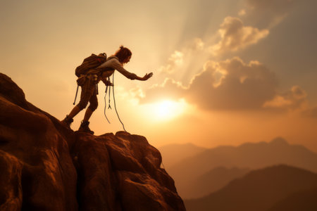 Empowered and Happy: Female Friends Conquering Nature's Challenges with a Smileの素材