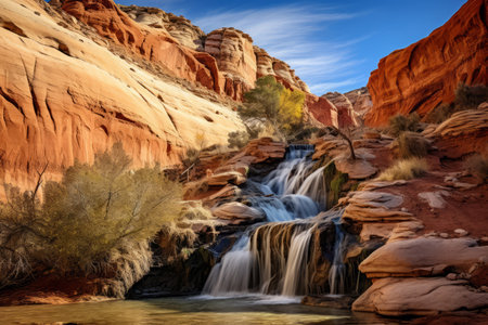 Enchanting First Waterfall: Exploring the Sulphur Creek Route in Capitol Reef National Parkの素材
