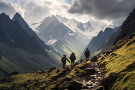 Journey through the Majestic Caucasus: Conquering Kazbek Mount with Adventurous Hikersの素材