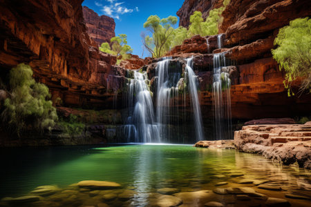 Discover the Enchanting Fortescue Falls: A Lush Oasis at the Heart of Dales Gorge in Karijini National Park, Australiaの素材