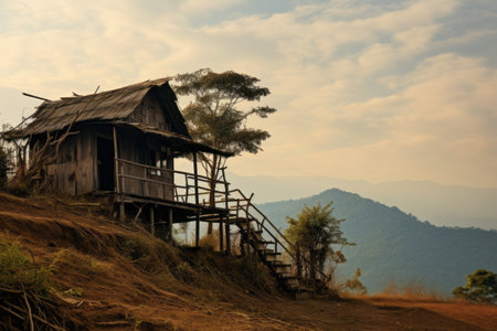 Majestic Retreat: The Enchanting Hut on the Hill in Northern Thailandの素材