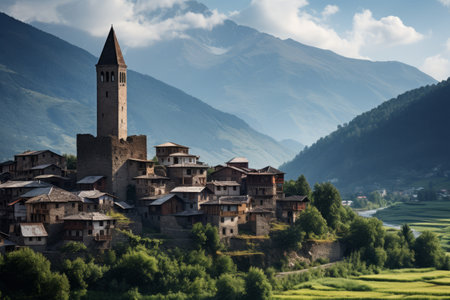 Stunning Views: Exploring the Historic Charm of Ushguli, Georgia's Medieval Mountain Villageの素材