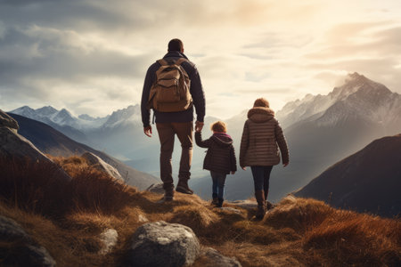 Adventures in the Great Outdoors: A Family Trek through the Majestic Mountainsの素材