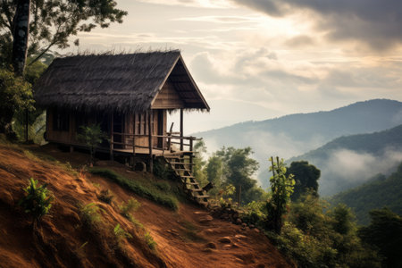 Nestled Serenity: The Hillside Hut of Northern Thailandの素材