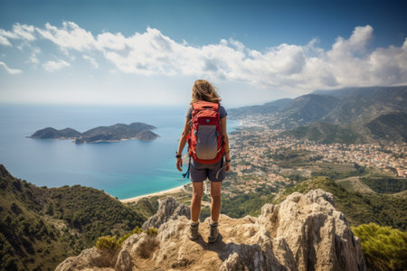 Conquering Summits: The Adventurous Journey of a Hiker Girl in Kas, Turkeyの素材