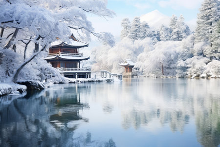 Winter Wonderland: Witness the Enchanting Beauty of Lake Shoji in Japanの素材