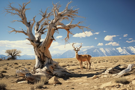 Majestic Encounters: The Breathtaking Deer and Tree Harmony of Great Basin Nevadaの素材