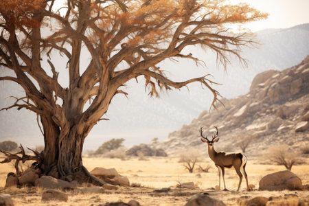 Majestic Encounters: The Serenity of Deer and Trees in Great Basin Nevadaの素材