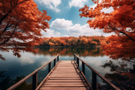 Haunted Hues: A Spooky Halloween Adventure Exploring Vibrant Autumn Shades by a Midwest Lakeの素材