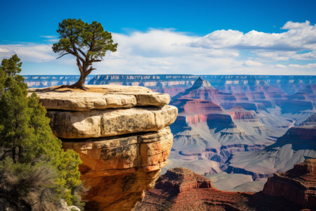 Captivating Serenity: Duk on a Rock in Grand Canyon AZの素材