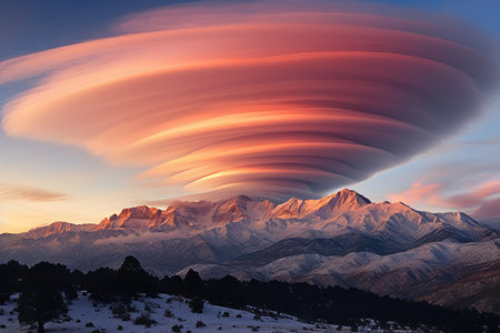 Enchanting Sunrise: Majestic Lenticular Clouds Grace Sierra Nevadaの素材