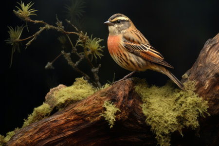Majestic Solitude: Capturing the Enigmatic Rock Bunting in Spain's Mossy Trunk Habitatの素材