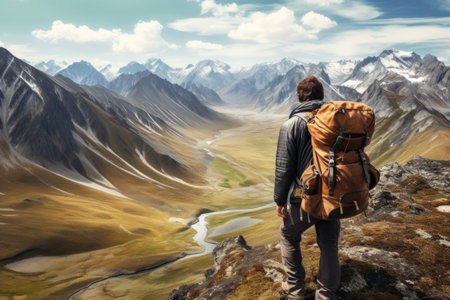 Exploring the Untouched Beauty: A Hiker's Journey in the Altai Mountainsの素材
