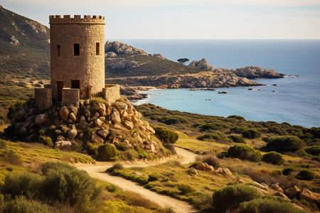 Defending the Past: Exploring the Medieval Guard Tower on Sardinia Island, Italyの素材