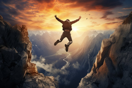 Defying the Odds: Conquering the Rocky Mountains at Sunsetの素材