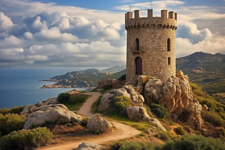 Sentinels of Sardinia: Exploring the Medieval Guard Tower on Italy's Enchanting Islandの素材