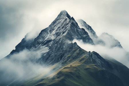 Majestic Beauty: Capturing the Mountain and Mist at the Skylineの素材