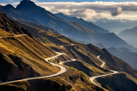 The Thrilling Journey Through Mountain Pass's Windy Roadsの素材