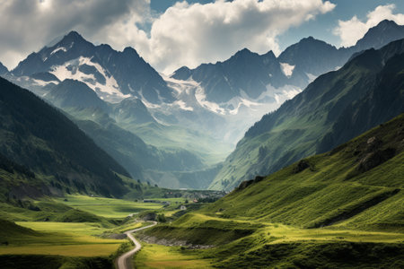 Immersed in Serene Beauty: Exploring the Majestic Pyrenees from a Mountain Passの素材